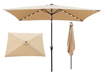 Streamdale Furniture Streamdale 10 X 6.5ft Rectangular Patio Solar Led Lighted Outdoor Umbrellas