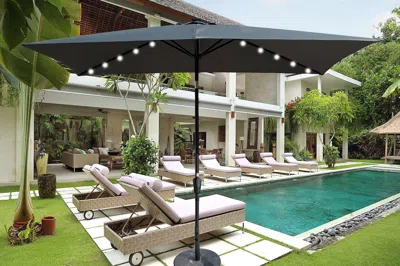 Streamdale Furniture Streamdale 10 X 6.5ft Rectangular Patio Solar Led Lighted Outdoor Umbrellas
