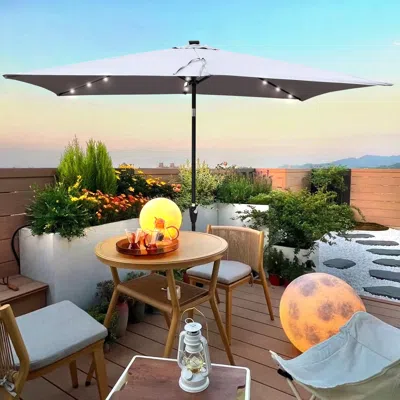 Streamdale Furniture Streamdale 10 X 6.5ft Rectangular Patio Solar Led Lighted Outdoor Umbrellas