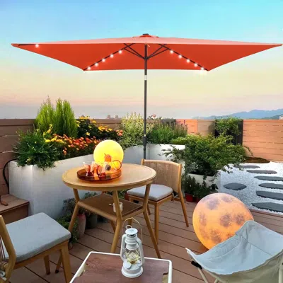 Streamdale Furniture Streamdale 10 X 6.5ft Rectangular Patio Solar Led Lighted Outdoor Umbrellas