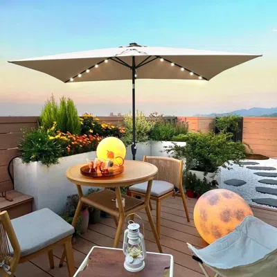 Streamdale Furniture Streamdale 10 X 6.5ft Rectangular Patio Solar Led Lighted Outdoor Umbrellas