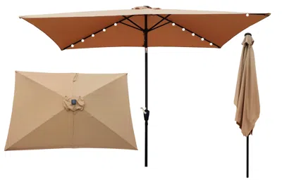 Streamdale Furniture Streamdale 10 X 6.5ft Rectangular Patio Solar Led Lighted Outdoor Umbrellas