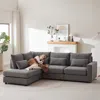 Streamdale Furniture Streamdale 100" Convertible L-shaped Linen Sofa With Ottoman & Cushions - Gray