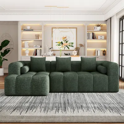 Streamdale Furniture Streamdale 101" Sectional Sofa Modular Couch Deep Seating & Pockets - Green