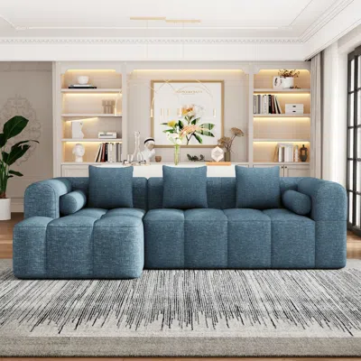 Streamdale Furniture Streamdale 101" Sectional Sofa, Modular Couch With Deep Seating & Pockets, Blue