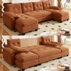 Streamdale Furniture Streamdale 104.7" U-shaped Sleeper Sofa With Pull Out Bed, Convertible Couch Bed, Orange