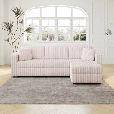 Streamdale Furniture Streamdale 106" Pink Sofa & Ottoman Set