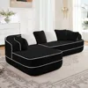 Streamdale Furniture Streamdale 106" Teddy Fabric Boneless Sofa, Contrast Color L-shaped Chaise Couch, Black