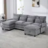 Streamdale Furniture Streamdale 106" U-shape Sectional Sofa Cloud Couch, Chenille, Ottoman & Pillows In Gray