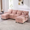 Streamdale Furniture Streamdale 106" U-shape Sectional Sofa Cloud Couch, Chenille, Ottoman & Pillows In Pink