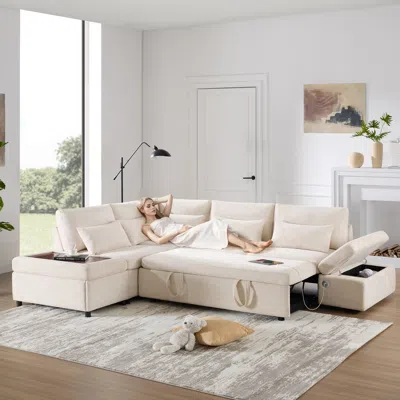 Streamdale Furniture Streamdale 107" Modular Sectional Sofa With Ottoman