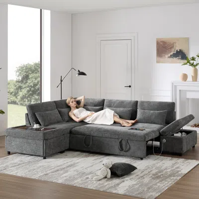 Streamdale Furniture Streamdale 107" Modular Sectional Sofa With Ottoman