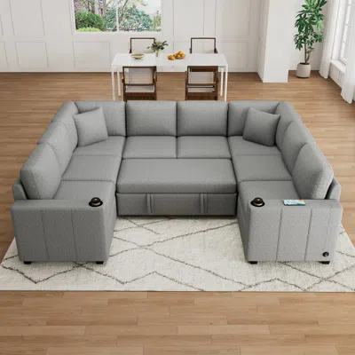 Streamdale Furniture Streamdale 107" Sectional Sofa Bed, U-shape