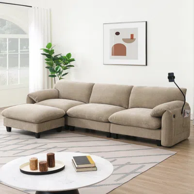 Streamdale Furniture Streamdale 108" Modular Sectional Sofa, Wide Seat, Usb Charger, Ottoman