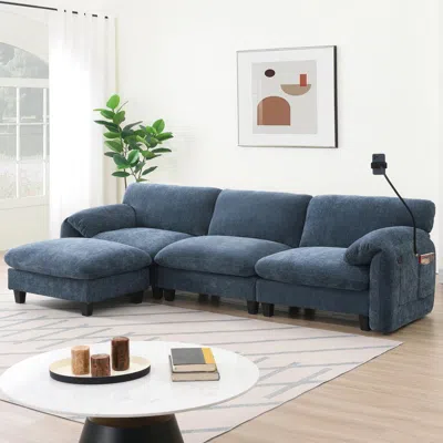 Streamdale Furniture Streamdale 108" Modular Sectional Sofa, Wide Seat, Usb Charger, Ottoman
