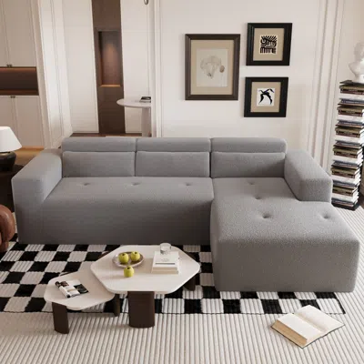 Streamdale Furniture Streamdale 109" Modern Modular Sectional Sofa, Teddy Fabric, L-shaped Couch With Chaise