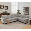 Streamdale Furniture Streamdale 109.5" Light Gray Chenille Sectional Sofa, Rivets & Rolled Arms