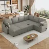 Streamdale Furniture Streamdale 109.9" Sectional Sofa Bed With Storage, Cup Holders & Charging