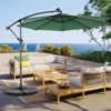 Streamdale Furniture Streamdale 10ft Solar Led Offset Hanging Market Patio Umbrella ( Dark Green )