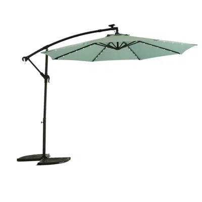 Streamdale Furniture Streamdale 10ft Solar Led Offset Hanging Market Patio Umbrella (light Green)
