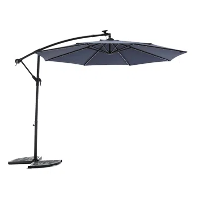 Streamdale Furniture Streamdale 10ft Solar Led Offset Hanging Market Patio Umbrella (navy Blue)