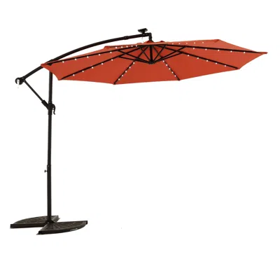 Streamdale Furniture Streamdale 10ft Solar Led Offset Hanging Market Patio Umbrella (orange)