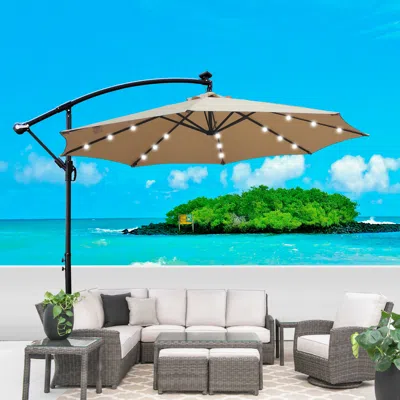 Streamdale Furniture Streamdale 10ft Solar-powered Led Outdoor Patio Umbrella - Waterproof