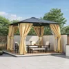 Streamdale Furniture Streamdale 10'x10' Hardtop Gazebo, Aluminum Frame, Netting & Screens