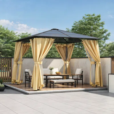 Streamdale Furniture Streamdale 10'x10' Hardtop Gazebo, Aluminum Frame, Netting & Screens