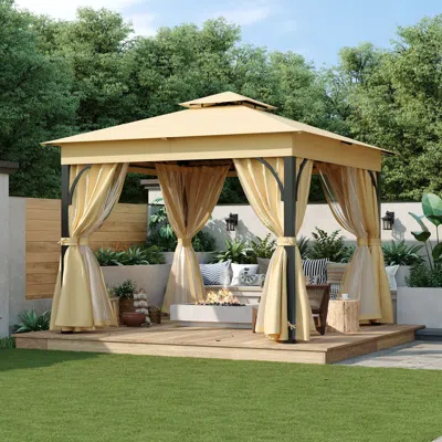 Streamdale Furniture Streamdale 10x10 Outdoor Gazebo With Netting & Privacy Screens