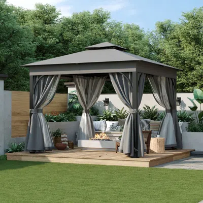Streamdale Furniture Streamdale 10x10 Outdoor Gazebo With Netting & Privacy Screens