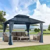 Streamdale Furniture Streamdale 10'x12' Hardtop Gazebo, Steel Roof, Aluminum Frame, Curtains & Netting