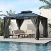 Streamdale Furniture Streamdale 10'x12' Hardtop Gazebo With Netting & Curtains
