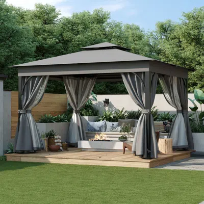 Streamdale Furniture Streamdale 10x12 Outdoor Gazebo With Netting & Privacy Screens