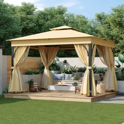 Streamdale Furniture Streamdale 10x12 Outdoor Gazebo With Netting & Privacy Screens