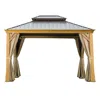 Streamdale Furniture Streamdale 10'x12' Wood-look Gazebo With Steel Roof & Curtains