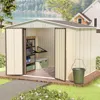 Streamdale Furniture Streamdale 10x8 Feet White Color Outdoor Garden Shed Aluminum Alloy Frame With Hinge Door