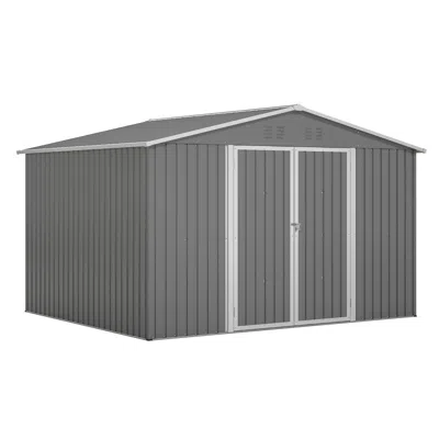 Streamdale Furniture Streamdale 10x8 Ft Outdoor Tool Storage Shed, All Weather Metal Shed, Gray.