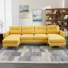 Streamdale Furniture Streamdale 110" L-shape Convertible Sectional Sofa With Ottoman In Yellow