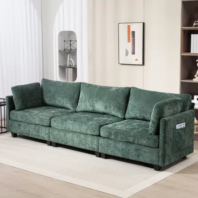 Streamdale Furniture Streamdale 111.42x32.28" 3-seater Chenille Sofa - Comfy, Cloud-soft, With Side Pocket
