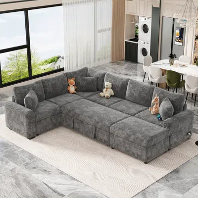 Streamdale Furniture Streamdale 112.2" Sectional Sofa Pull-out Sofa Bed Sleeper With A Storage Ottoman