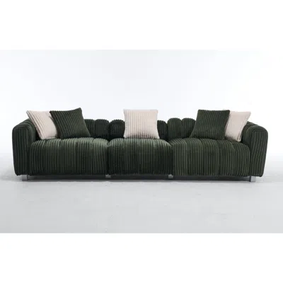 Streamdale Furniture Streamdale 114" Corduroy Three-seater Sofa & Durable