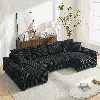 Streamdale Furniture Streamdale 114" U-shaped Corduroy Sleeper Sofa Bed