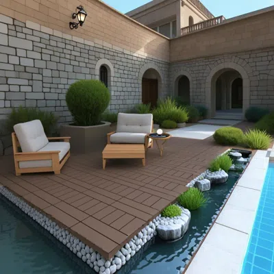 Streamdale Furniture Streamdale 12" Deck Tiles, Diy Interlocking, Indoor/outdoor, Easy Install, 44pcs Red Brown