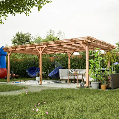 Streamdale Furniture Streamdale 12' X 16' Wooden Grape Pergola Gazebo