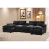 Streamdale Furniture Streamdale 120" U-shaped Sofa W/ Console Table, Usb Ports & Pillows In Black