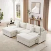 Streamdale Furniture Streamdale 123" Modern Sectional Sofa W/ Storage, Ottomans, Usb, Cup & Phone Holders, Beige