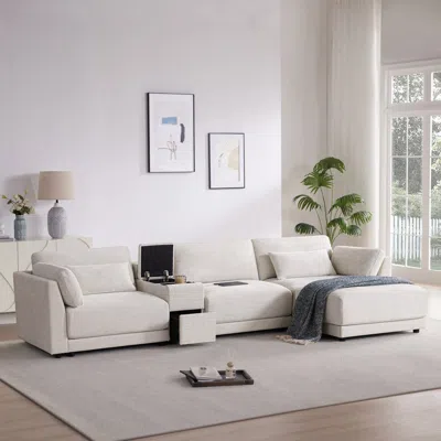 Streamdale Furniture Streamdale 124" Modular Sectional Sofa W/ Storage, Ottoman, Usb Charger