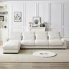 Streamdale Furniture Streamdale 126" Corduroy L-shaped Sofa W/ Cup Holder, Usb, Pillows & Ottoman