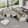 Streamdale Furniture Streamdale 126" L-shaped Sofa Sectional Sofa Couch Pull-out Sofa Bed With Charging Devices And Cup H